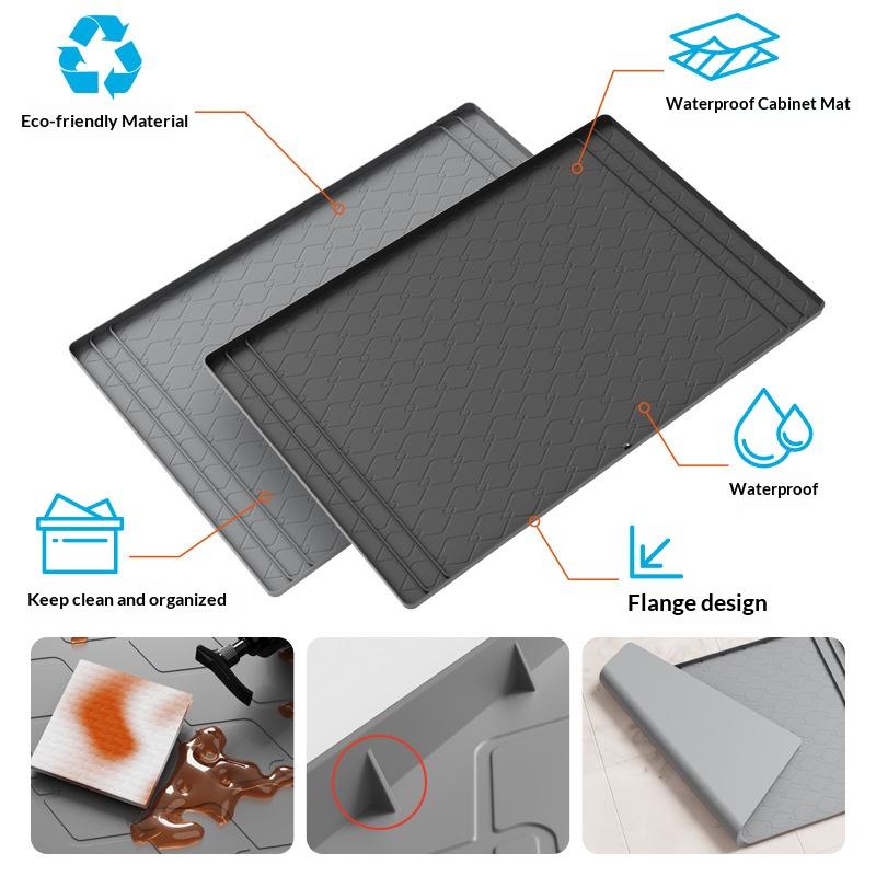 Kitchen Sink Mat, Cabinet Protection Mat, Silicone, Tray, 86.4x55.8cm