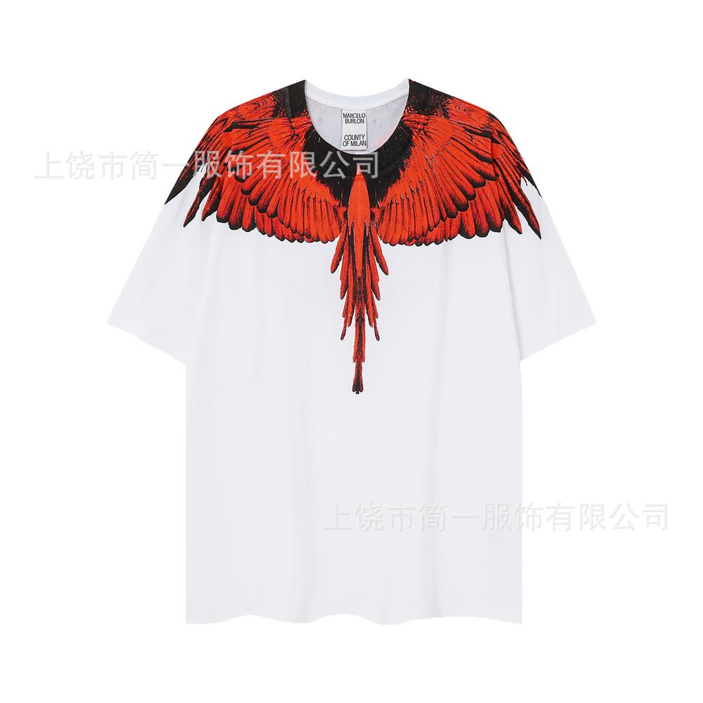 Summer Men's and Women's Same Fashion Trend T-shirt Personalized Trend Wing Printing Comfortable and Simple