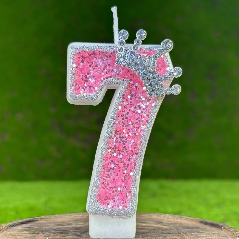 Pink Number Mini Candle Birthday Girls Party Supplies Elegant Decorative Candles Decoration For Beauty Salons Candle 4 Years