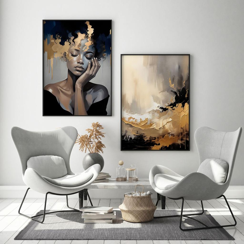 Set of Two Posters Gold Posters