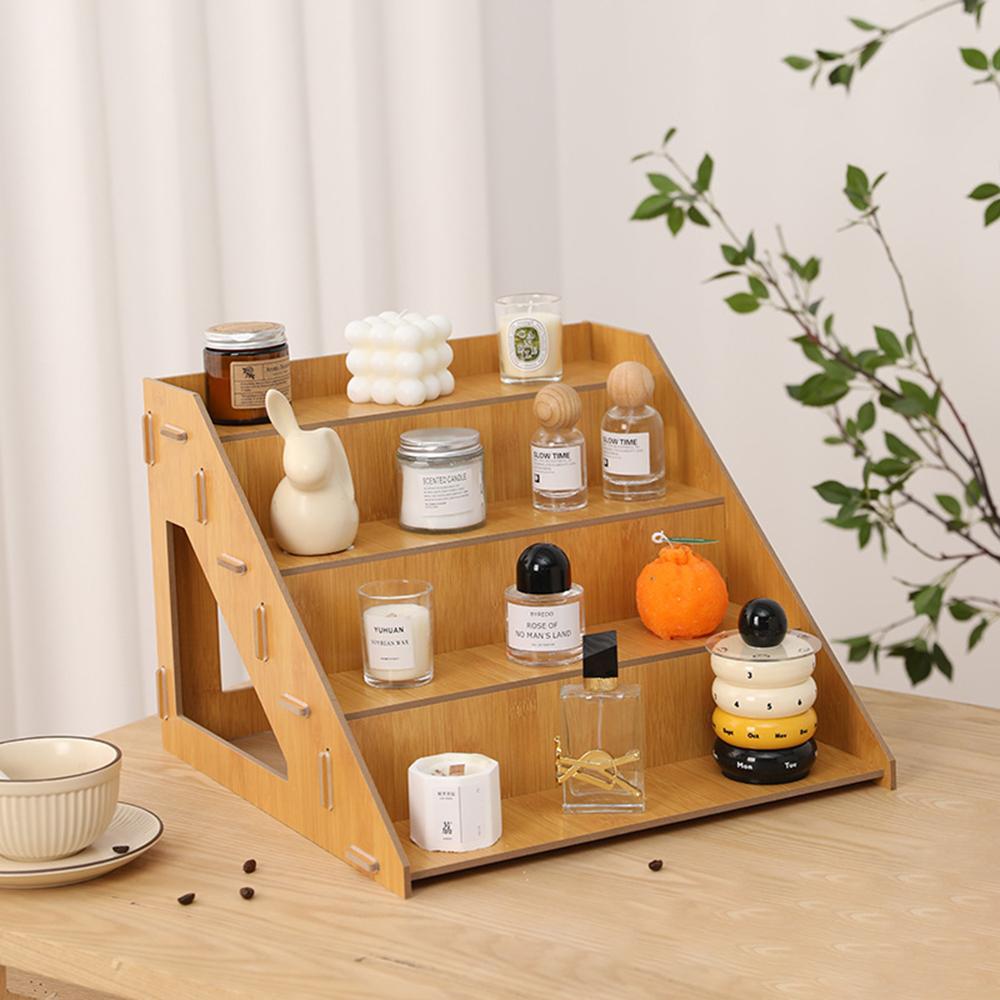 Деревянная 4-ярусная полка-витрина для торта, подставка для цветочных горшков и растений, органайзер для растений в форме лестницы. A