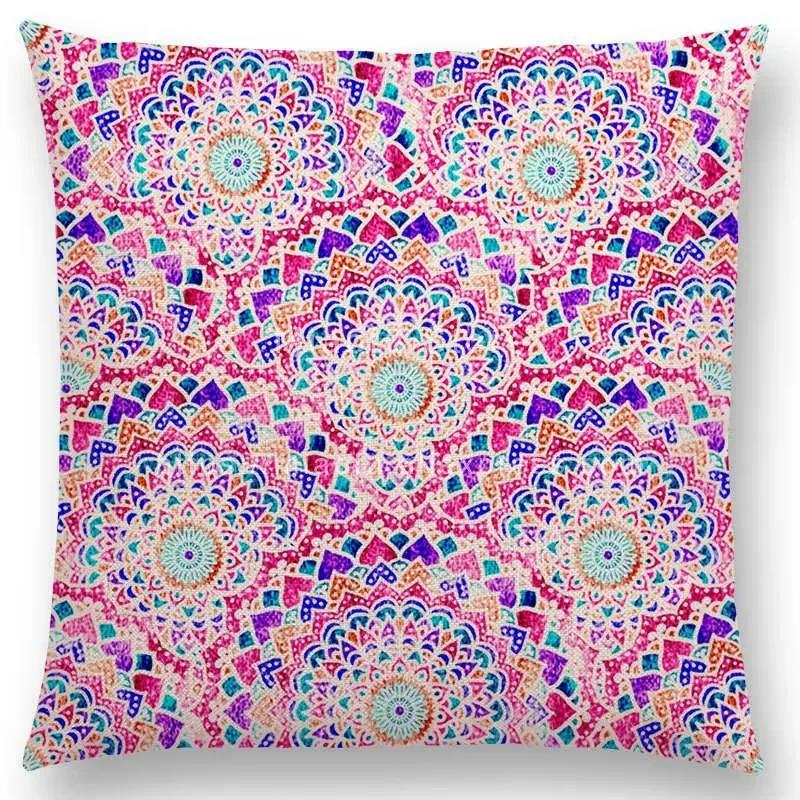 New Dreamy Rainbow Boho Beautiful Flower Gorgeous Floral Mandalas Fantasy Moon Stars Prints Cushion Cover Throw Pillow Case