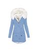 Women's Hooded Mid-Length Coat with Fur Collar and Waist Cinching - Plus Size, Thick, Cotton Padded for Autumn and Winter.