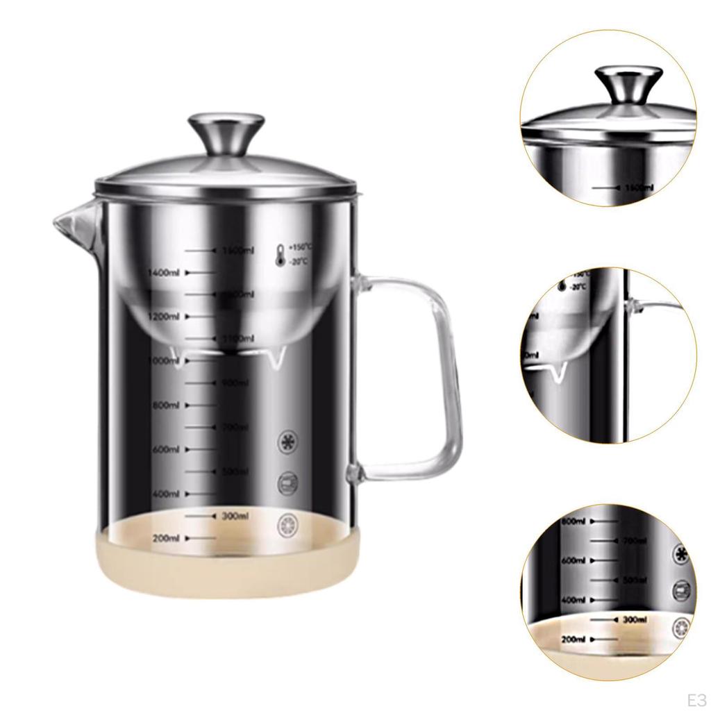 Kitchen Oil Separator Grease Container Easy To Use Dustproof Large Capacity Drain Soy