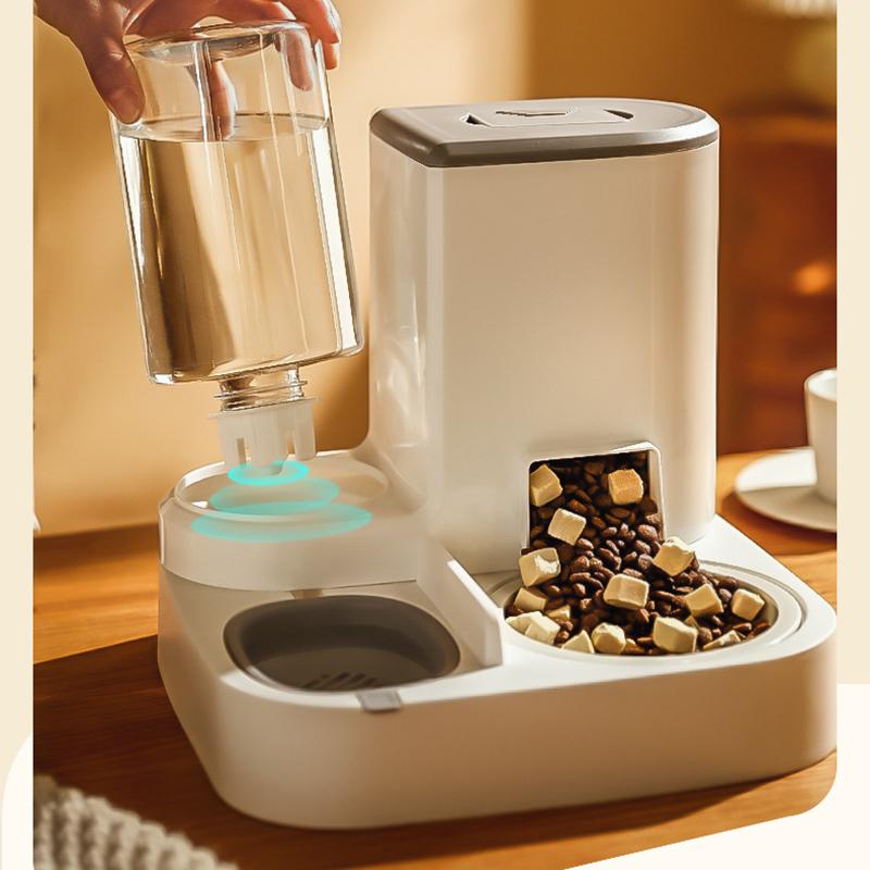 Pet Cat Bowl Automatic Feeder Water Dispenser Dog Cat Food Bowl with Drinking Raised Stand Double Dish Bowls for Cats Dogs Pet