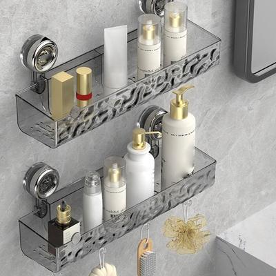 Suporte de Armazenamento com Ventosa Ondulada Estilo Luxo Leve Padrão Gelo Prateleira com Ventosa Sem Furo Caixa de Armazenamento com Ventosa para Banheiro