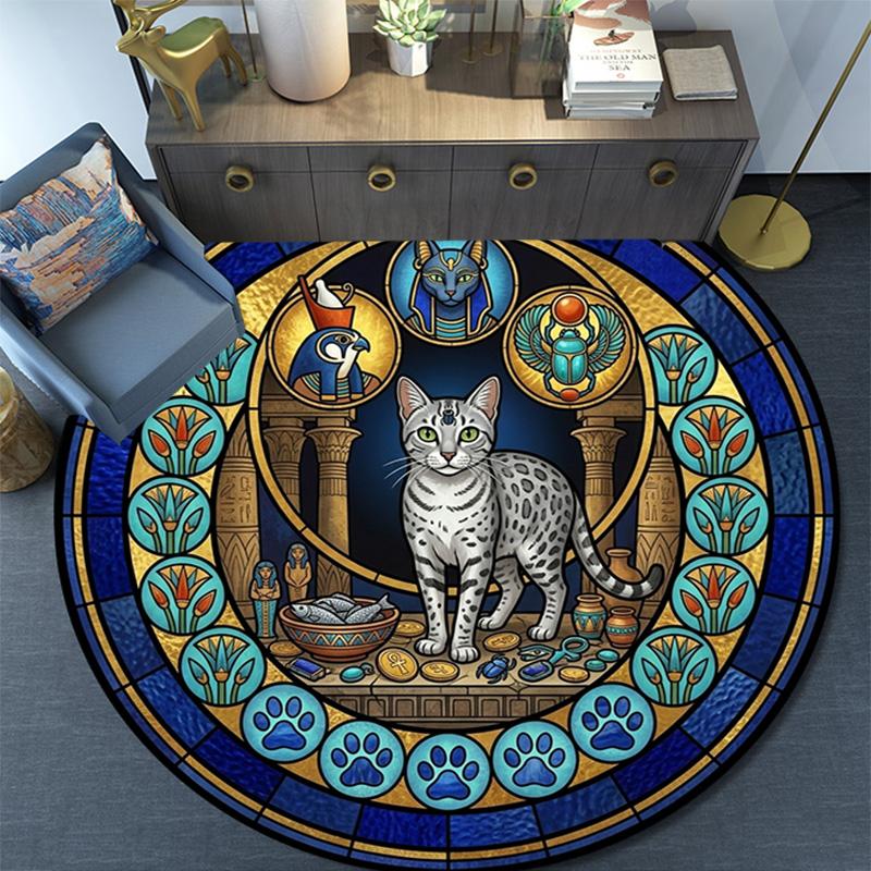 Cat Nature Symbols Round Area Rug Under Office Chairs Bedroom Living Room Home Decor