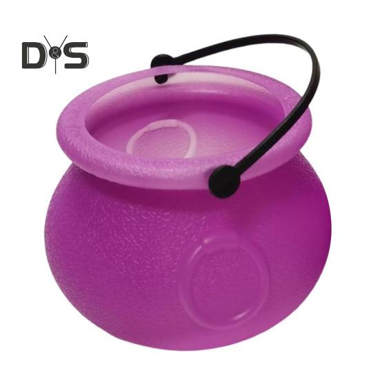 12Pcs Halloween Candy Buckets Black Plastic Witch Cauldron Kettle Halloween Pot Goody Holder for Party Favors Home Festival Decoration