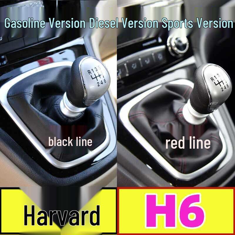 

Спортивная ручка переключения передач Haval H6 с пыльником Gasoline Faux Leather Red Stitch + Frame