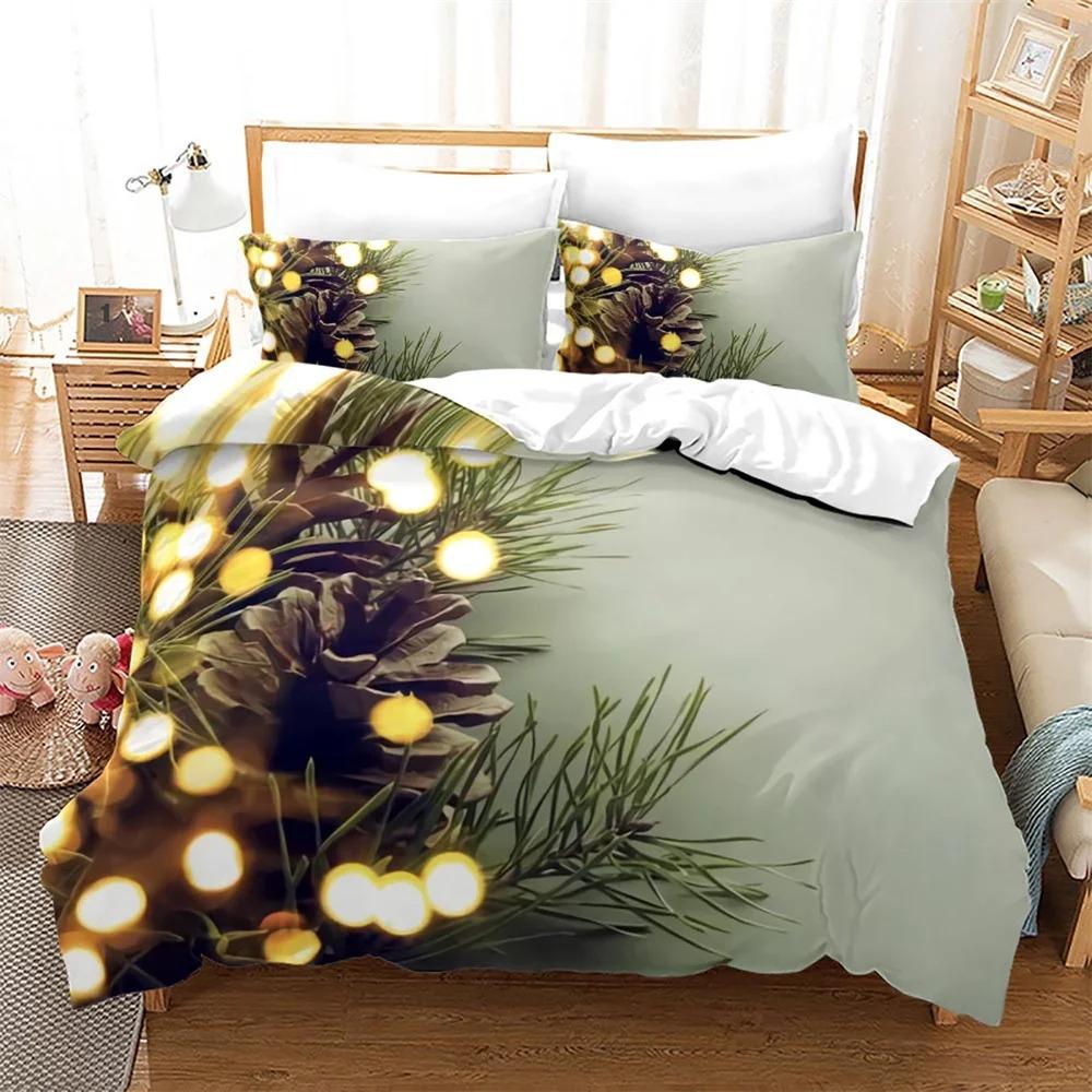 Christmas Duvet Cover Set King Queen Full Size Winter Theme Snowman Pattern Polyester Comforter Cover For Child Festival Gift