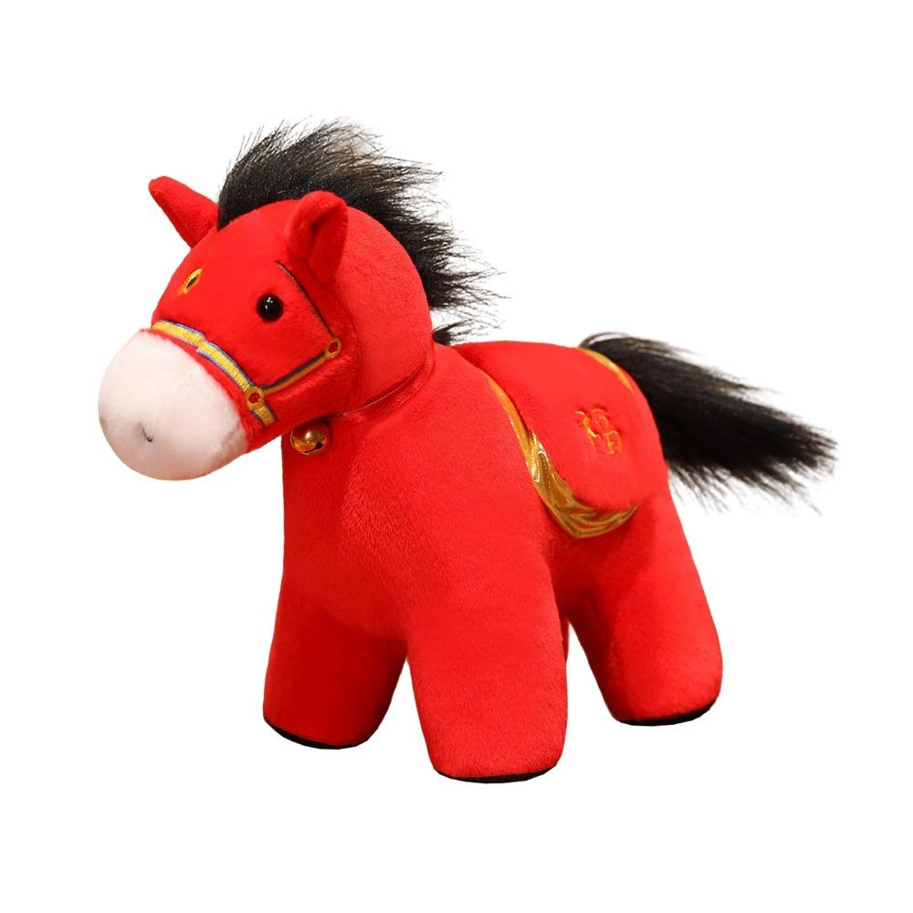 Chinese Style Plush Horse Doll Fluffy Zodiac Pony Figurine Cartoon Steed Doll  Home Decoration