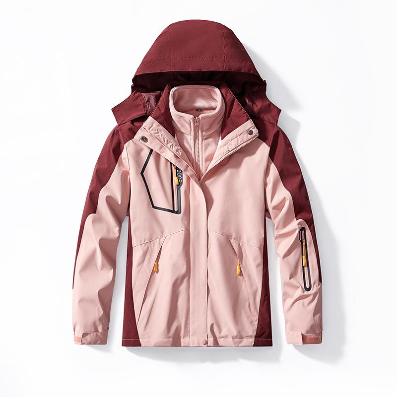 Wind Resistant and Water Repellent Jacket Winter Outdoor Activity Jacket Womens Two-piece Kit Three-in-one Mountaineering Jacket