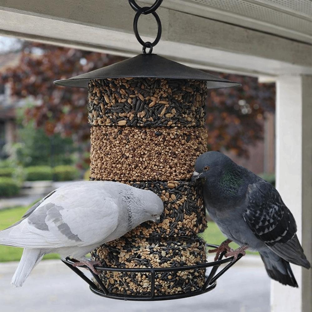 Large Capacity Hanging Bird Feeder Cylindrical Bird Feeding Tray Food Dispenser  Patio