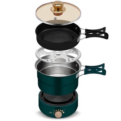 Elektrikli Bölünmüş Tencere Katlanabilir Multicooker kızartma tavası Güveç Vapur Pirinç Ocak Çorba Makinesi Su Kazanı Seyahat