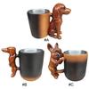 3D Dachnut Handle Dachshund Mug Funny Coffee Cup Unique Breakfast Cup for Dogs Owner and Pet Lover