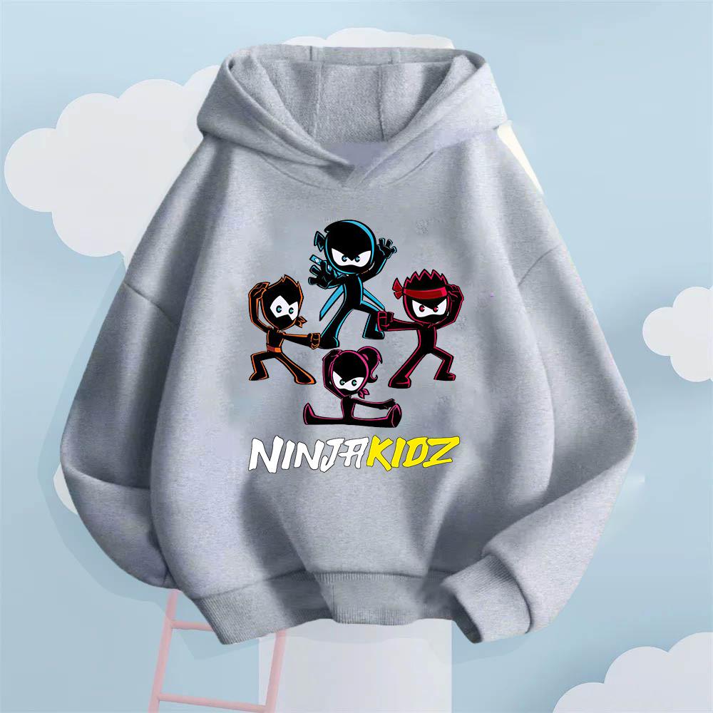 Cartoon Ninja Muster Kinder Herbst und Winter Langarm Pullover Herbst und Winter Neuer Stil Plüsch Freizeit Pullover