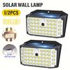 1/2/4PCS Motion Sensing Smart Light, 132 LEDs, 3 Modes Solar Security Light, IP65, Solar Fence Light for Outdoor, Yard