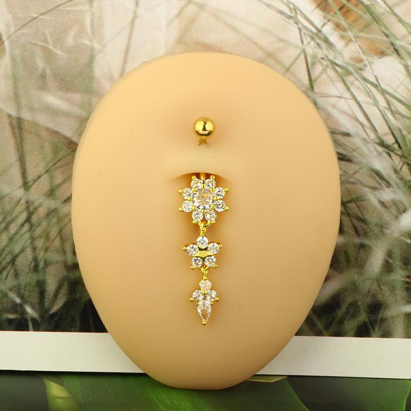 1pc Golden Belly Button Rings Pack Stainless Steel Long Dangling Navel Belly Piercing Jewelry For Women 14G Belly Bar Kit Stud