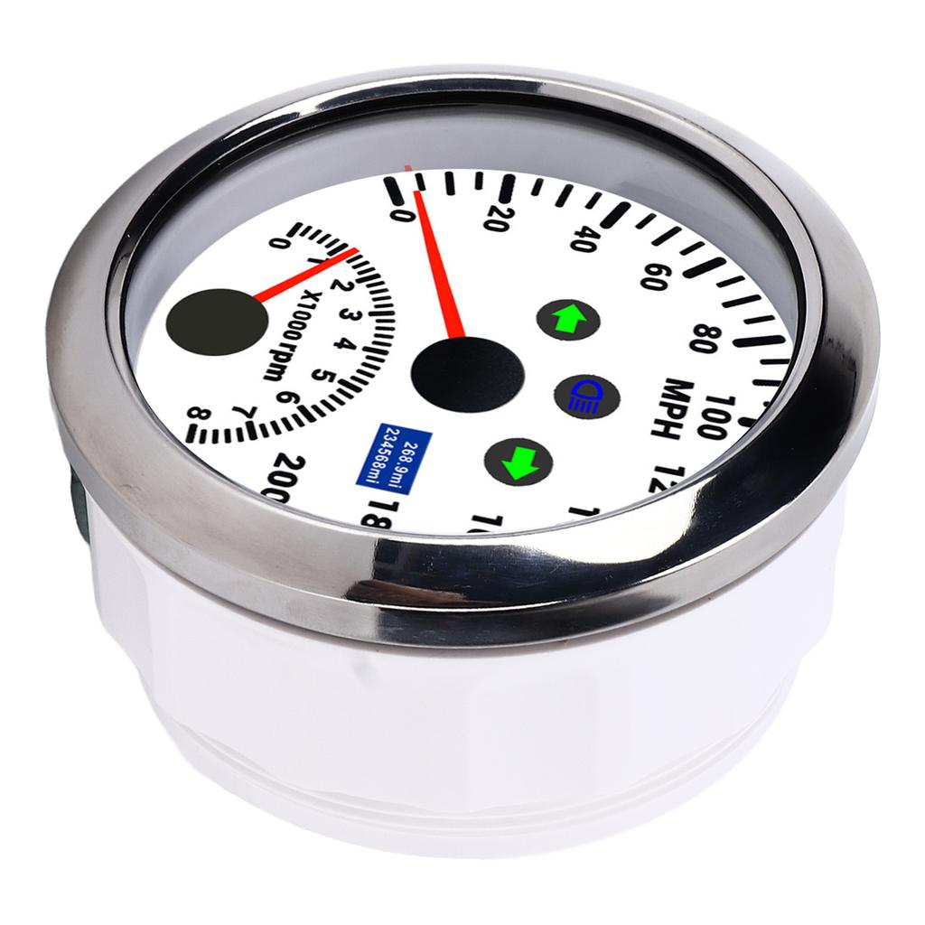 85mm 0‑200MPH GPS Speedometer 0‑8000rpm Tachometer Gauge Overspeed Alarm LCD Red Backlight for Car Boat
