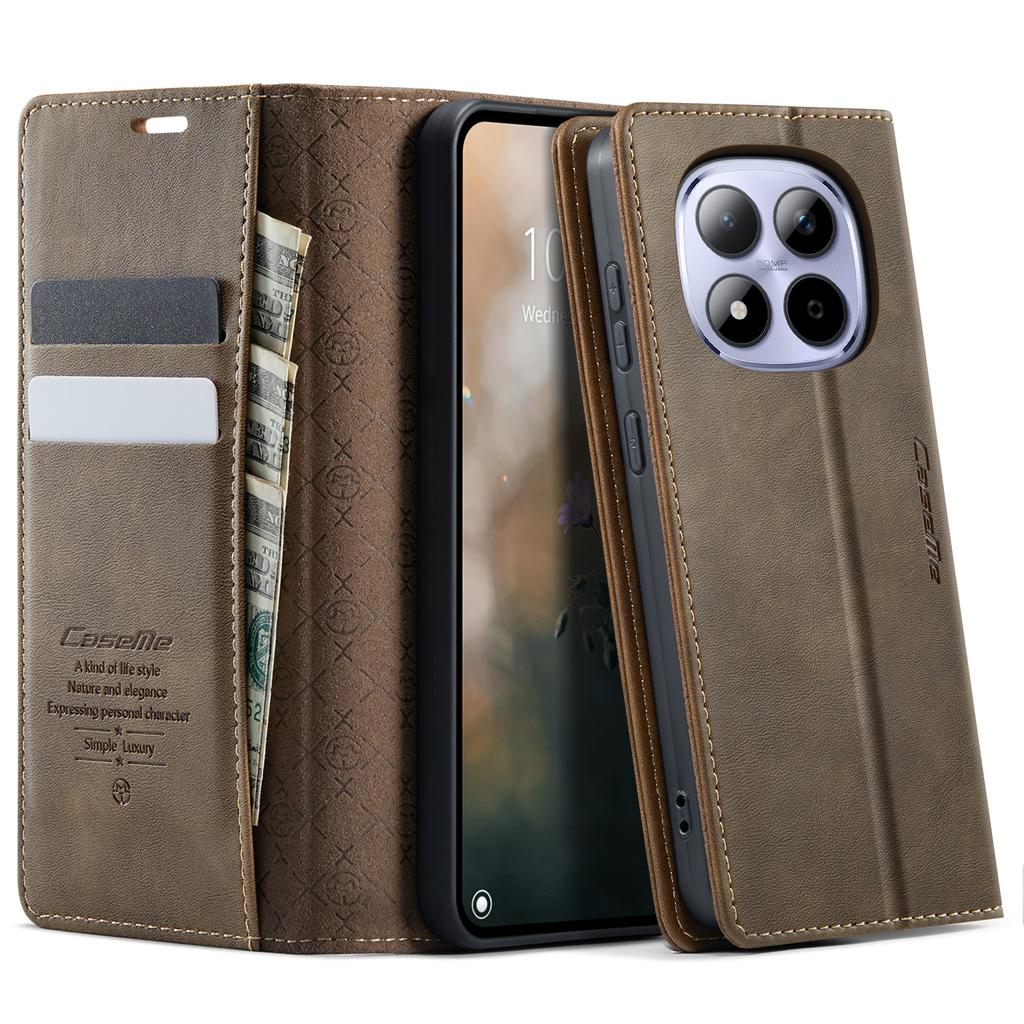Dla Xiaomi Redmi Note 15 Pro 4G (Światowy) Etui CASEME Seria 033 Portfel blokujący RFID Stojak Skóra cielęca Tekstura Skórzane etui na telefon