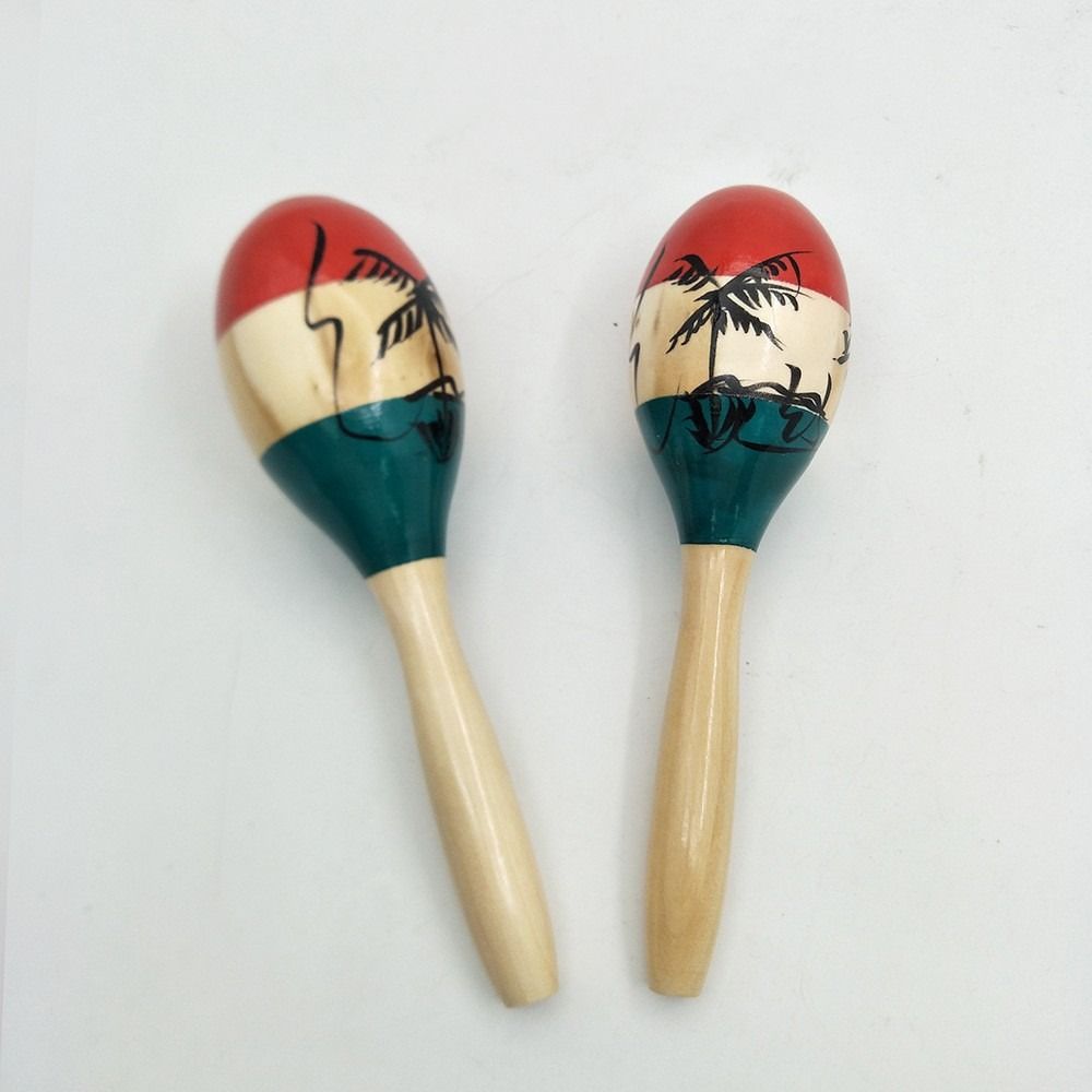 1Pair Wood Wooden Maracas Percussion Instruments Orff Instruments Durable Percussion Shakers