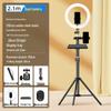 Carbon Steel Mobile Phone Holder with Fill Light - Dual-Position, Professional, Designed for Live Broadcasts.