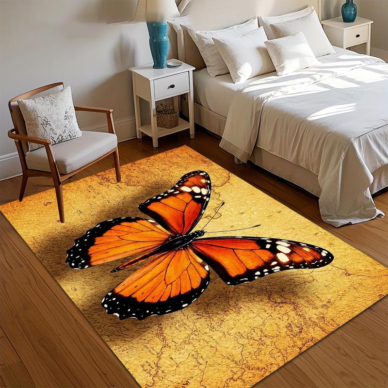 

Butterfly Print Area Rug Monarch Decorative Carpet Non-Slip Washable Floormat for Bedroom Living Room Kidsroom Nature Enthusiast 40x60CM