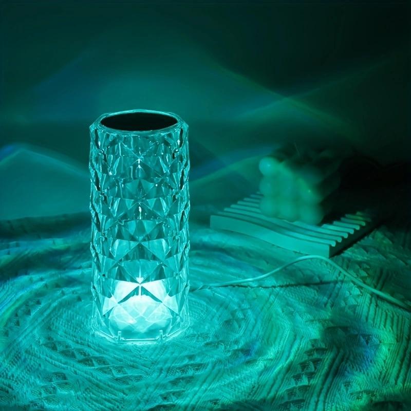 1PC Mini Colorful Touch Crystal Atmosphere USB Powered Bedside Table Lamp Rose Petal Lamp Bedroom Decorative Night Lamp