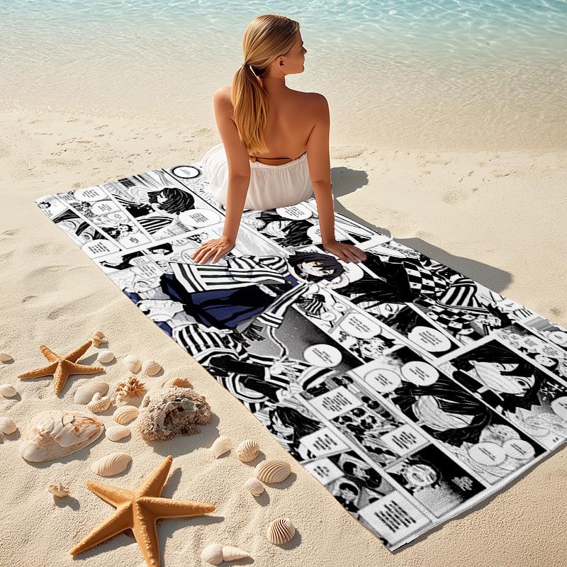 Japanese artist Koyoharu Gotouge's Demon Slayer beach towel, outdoor camping vacation swimming beach towel, outdoor absorbent bath towel blanket K17