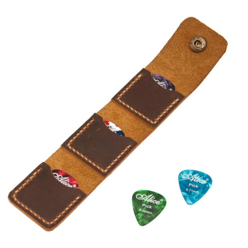 Foldable PU Leather Guitar Pick Holder - 3-Piece Case