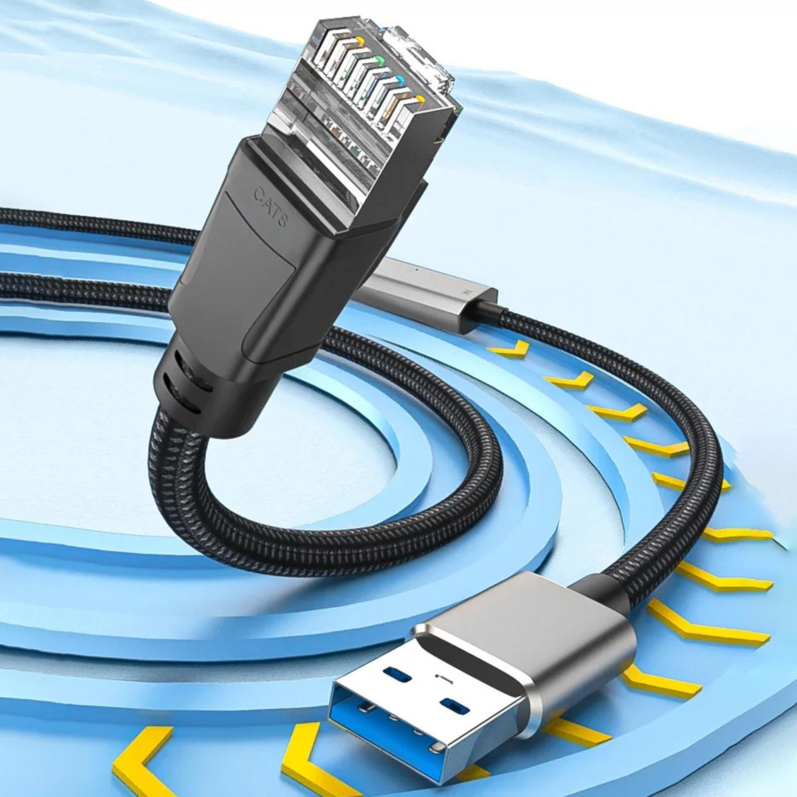 

2m Gigabit Ethernet USB Adapter Cable USB3.0 to RJ45 LAN Network Cable 1000/100/10Mbps for Laptop/Desktop As Shown A