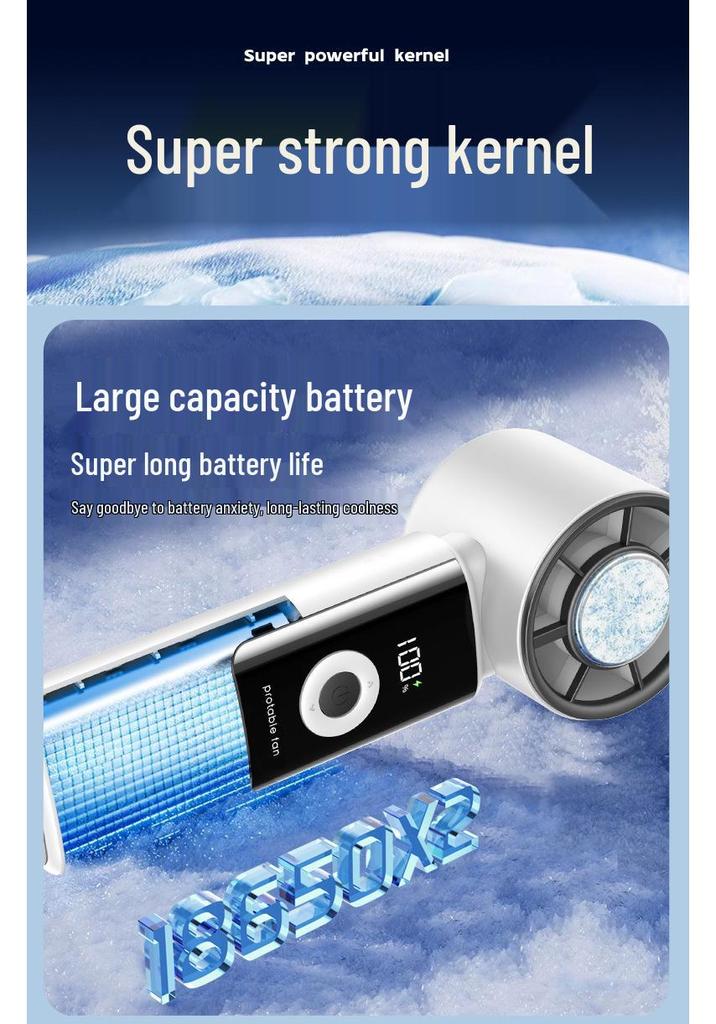 2026 USB Rechargeable Foldable Handheld Ice Cooling Fan with Simple Digital Display