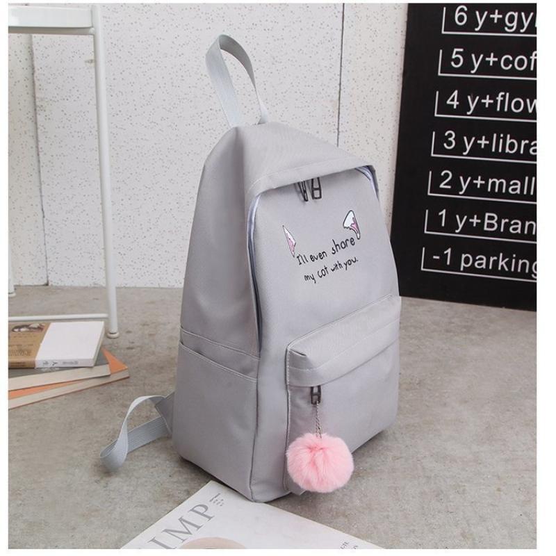 4Pcs/set Middle and High School Campus Student Schoolbag Four-piece Korean Version Ins Style Student Backpack Oxford Cloth Anti-splashing Backpack