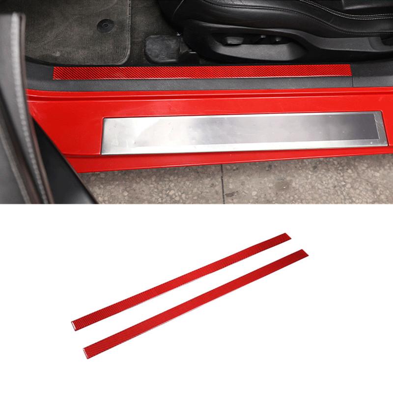 

Мягкое углеродное волокно в стиле автомобиля, встроенная педаль на порог, декоративная наклейка, подходит для Chevrolet Corvette C7 2014-авто красный