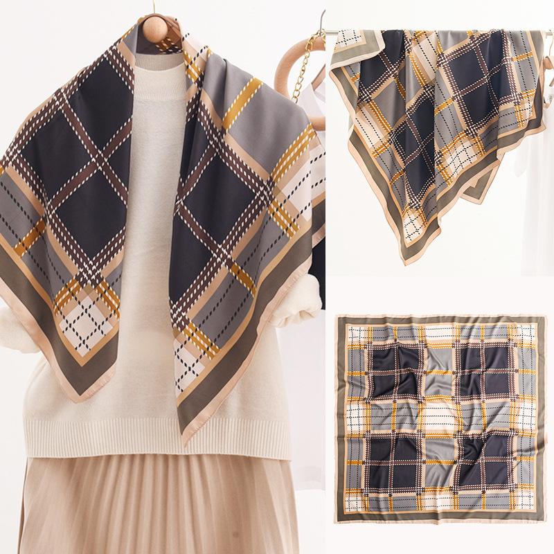 Foulard Stampati Primavera ed Estate, Foulard Quadrati 90 Fiore di Tè, Foulard da Donna Protezione Solare, Foulard, Accessori