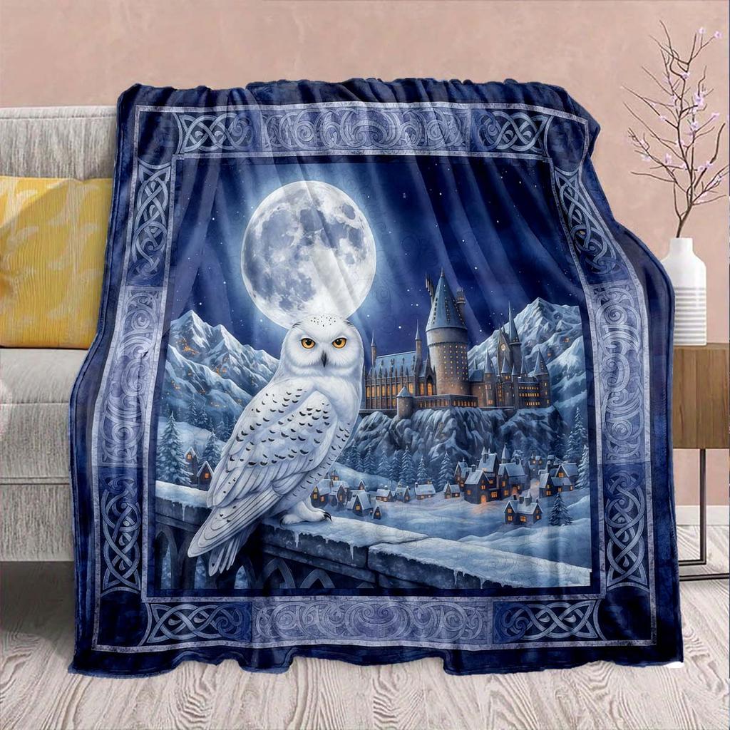 Magic Owl Flannel Blanket - Soft Warm Perfect for Sofa, Bedding Camping Travel Office Home Decor 