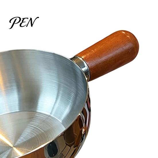 Anti Scalding Handle Cooking Pot Instant Noodle with Lid And Wooden Handle, Stainless Steel Non-Stick Coated Pan for Blanched Vegetables Kitchen Pot,