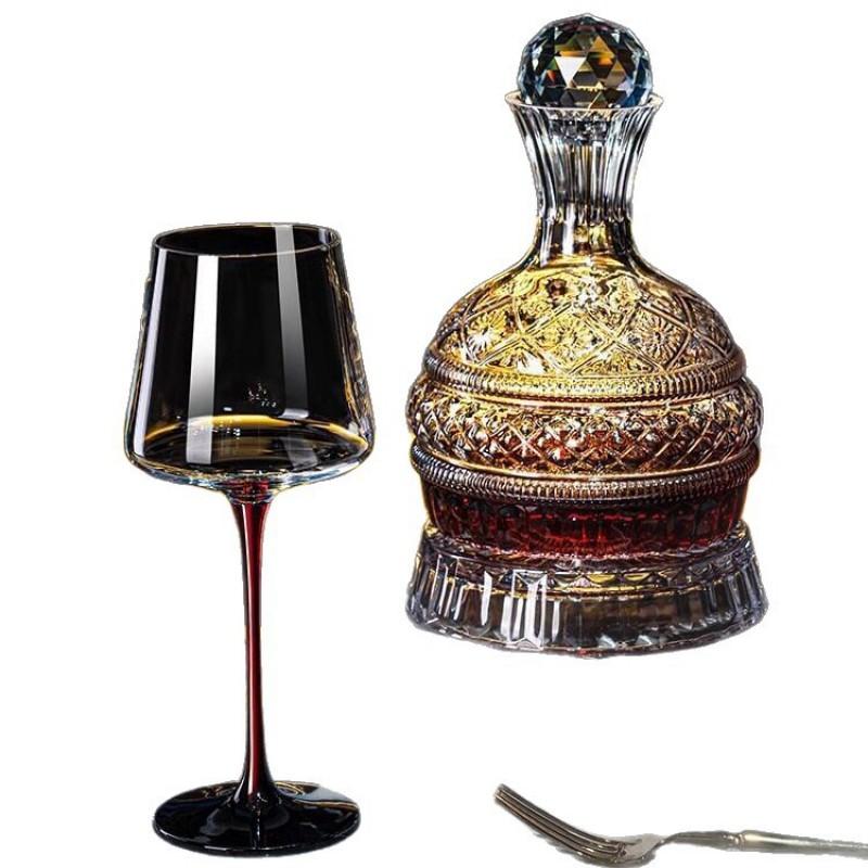 Elegant Burgundy Wine Glass Set 550ml Crystal Stemware With Rack Decanter Modern Minimalist Home Bar Collection