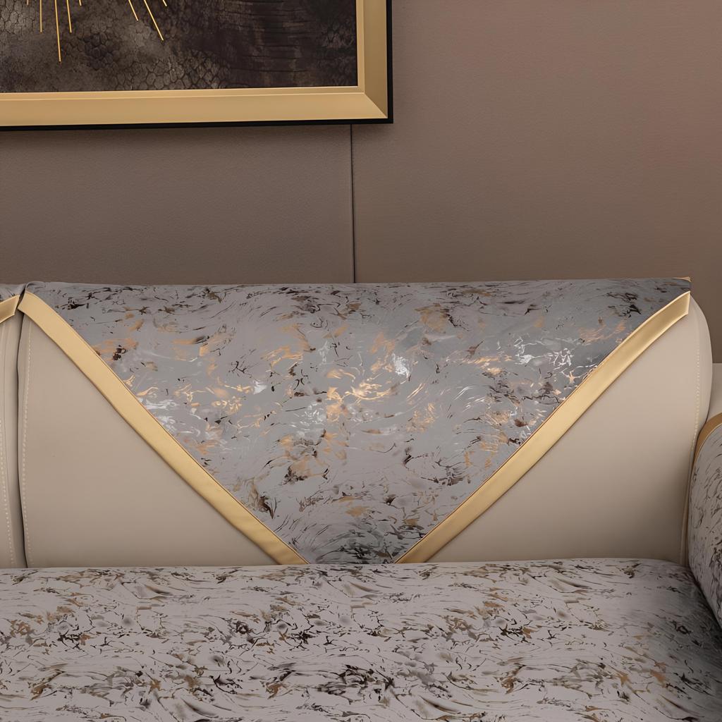 Sofa Universal Cover Highend Cushion Black Fabric Soft Towel Gold Edge L Corner Seat Slipcover Chair Pad Living Room 4 Seasons