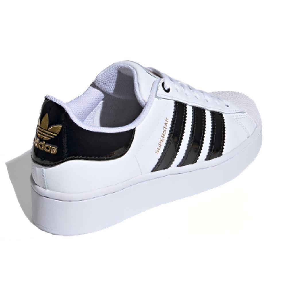 Adidas Womens Superstar Bold 'Cloud White' (women's sizes) Cloud White / Core Black / Gold Metallic Skateboard Shoes FV3336