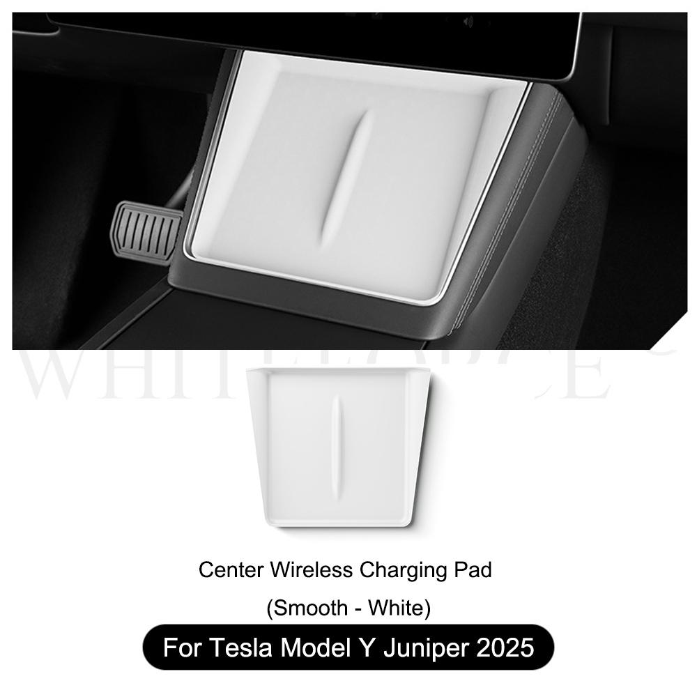 For Tesla Model Y 2025 Juniper Wireless Charge Pad Center Console Organizer Charge Station Mats Silicone Protector Anti-skid Pad