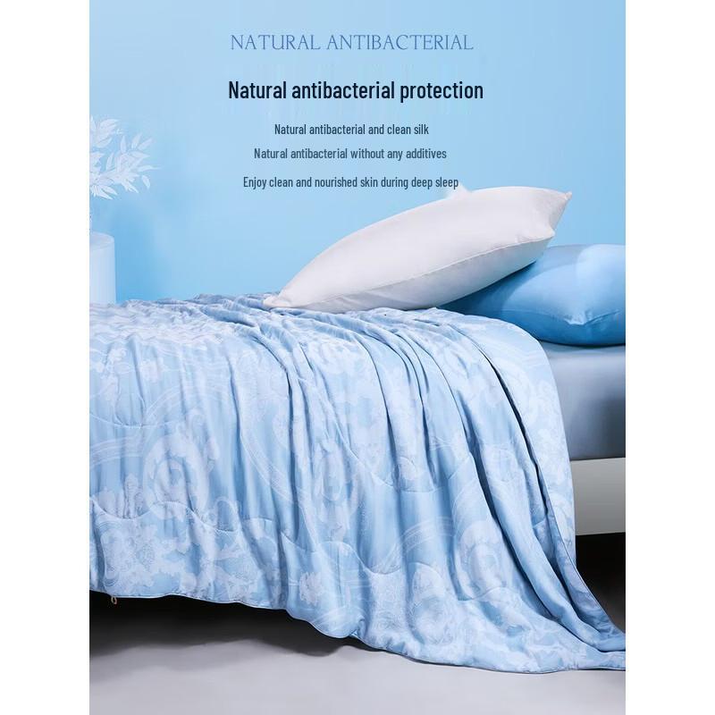 FUANNA Blue Antibacterial Silk Summer Quilt 152x210cm