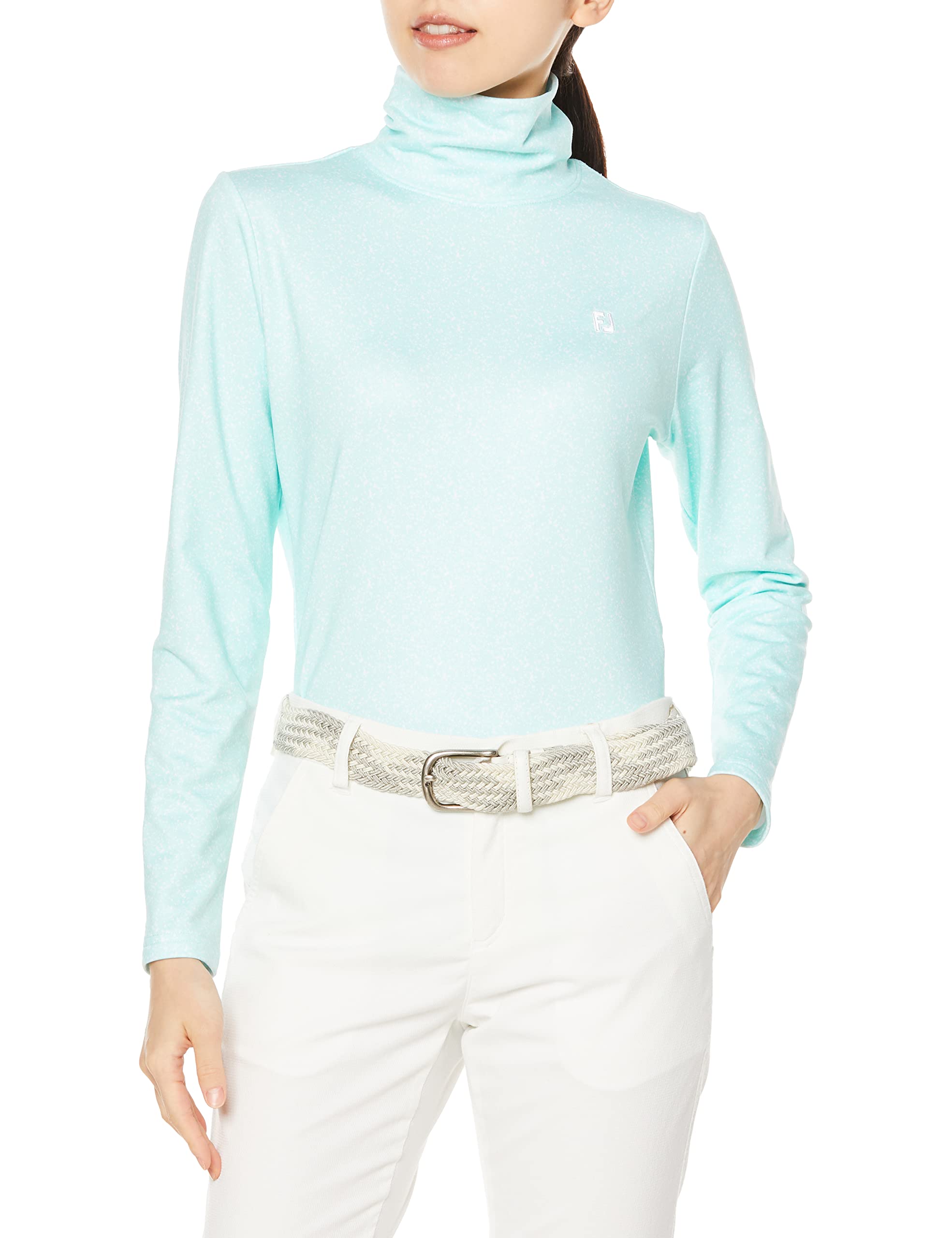 

FootJoy Women s Splatter Print Long Sleeve Turtleneck Shirt, Azure Blue, Size S (FJW-F22-S05)