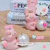 Magnetic Pearl Pig Keychain Resin Backpack Key Ring Bag Accessories Animal Couple Pendants  Gift