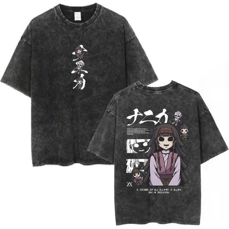 Anime Hunter X Hunter Alluka Zoldyck T-shirt Women Fashion Vintage Washed Short Sleeve T Shirt Cotton Casual Oversized T-shirts