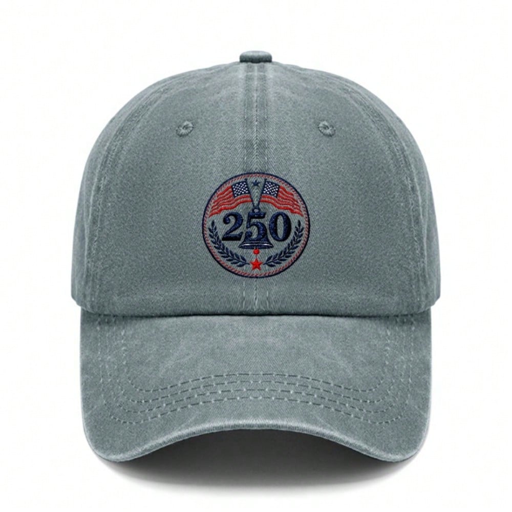 [250Th Anniversary Baseball Cap] Unisex Adult Adjustable Vintage Washed Print Polyester Sun Protection Lightweight Breathable Casual Outdoor Sports