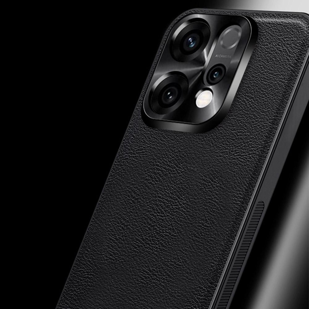 Für Oppo Reno14 Pro 5G (Global) Hülle PU+TPU+PC Handy-Rückseite mit Metall-Linsenrahmen