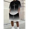 Herren Rundhals Kurzarm Freizeit T-Shirt und Shorts mit Kordelzug, Urlaubs Strand Outfit, Bequeme Kleidung