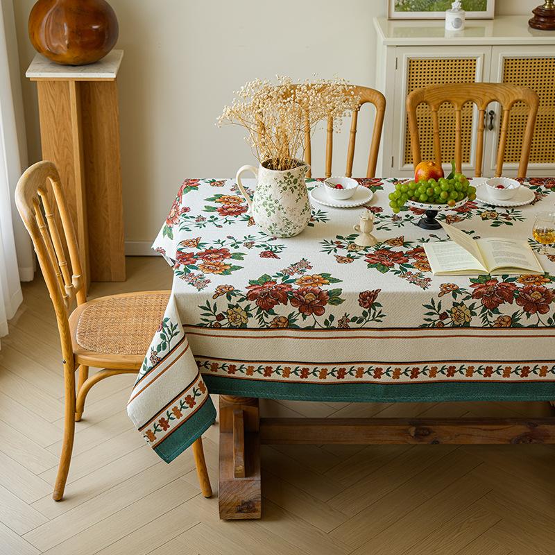 Thick Cotton Linen American Country Farmhouse Style Rectangular Tablecloth