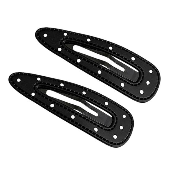 

2Pcs Girl Hairpins Dot Print Star Cloud Shape Imitation Leather Hair Clips Non-Slip Stable BB Clips Hair Accessories D